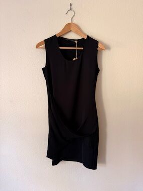 Vintage AllSaints Black Draped Silk Lace Sleeveless Mini Dress